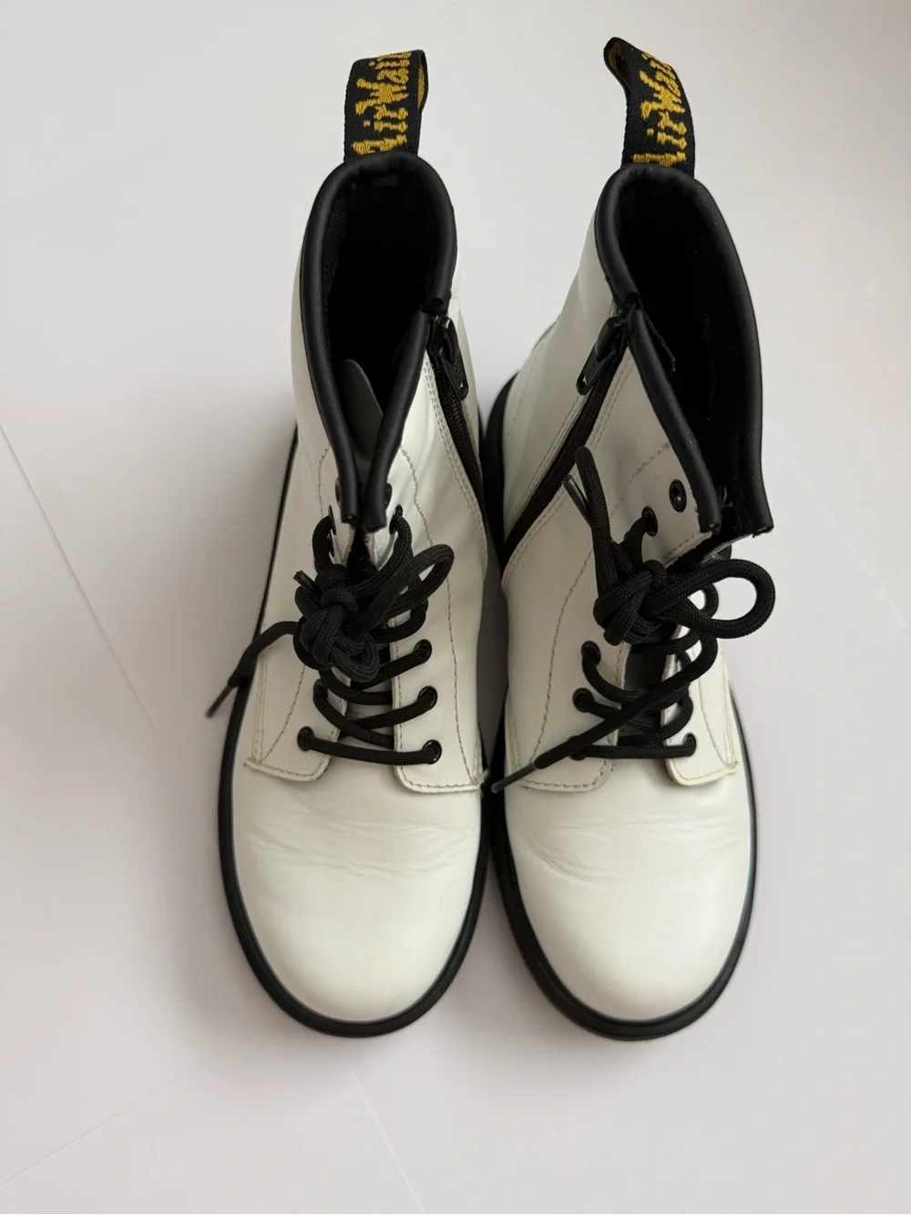 Dr. Martens 1460 Junior White Leather Combat Boots Youth US 4 EU 36 Side Zip